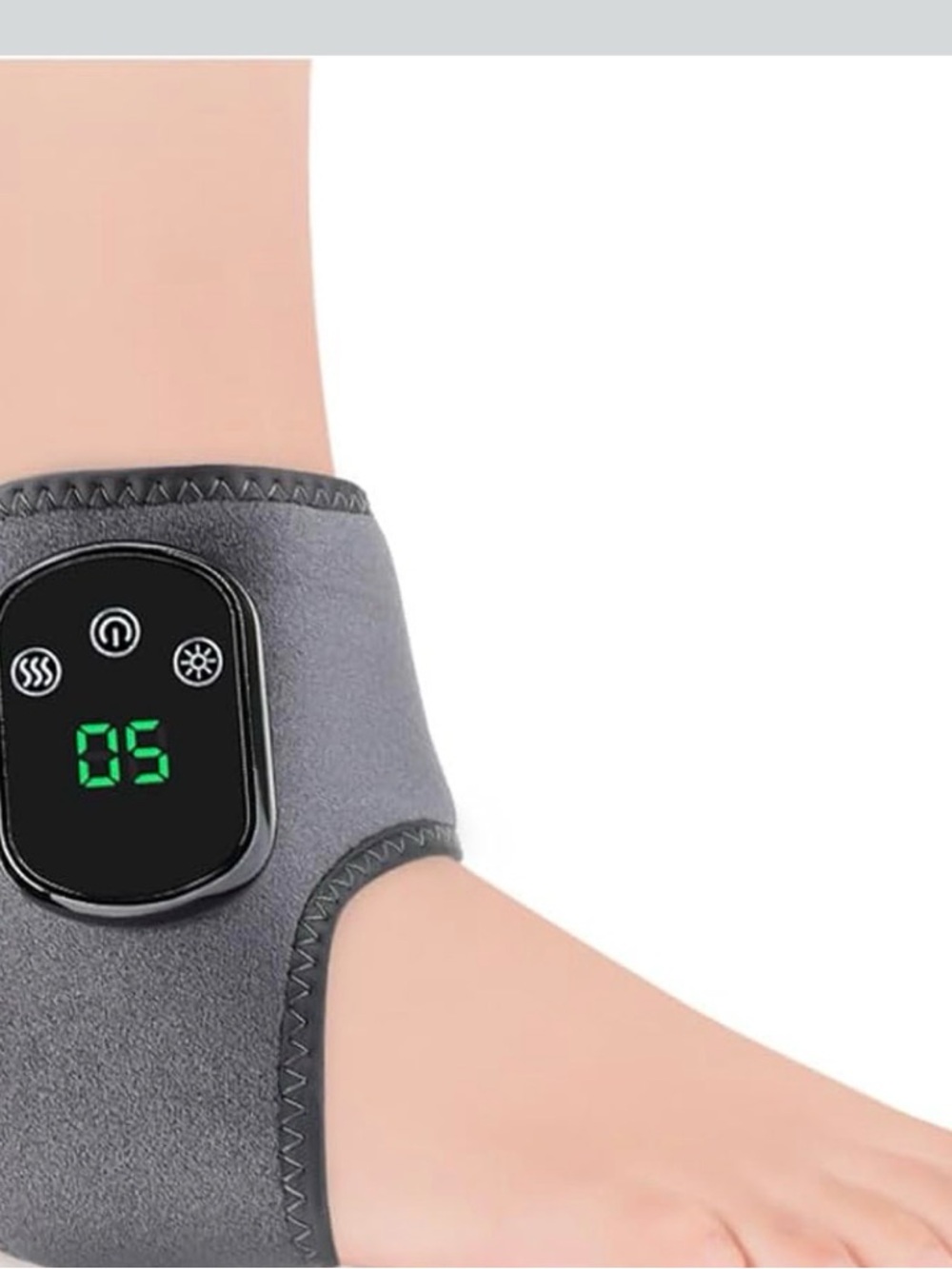 Gray Heated Ankle Wrap with Display - Pain Relief Wearable